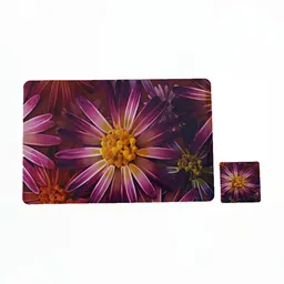 REVEXO 6Pc Yellow & Pink Printed Rectangle Costers & Table Placemats image 2