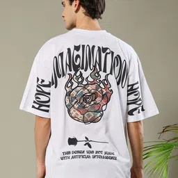 PRONK Men Graphic Printed Round Neck Drop-Shoulder Sleeves Oversized Cotton T-shirt-picture-35