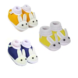 NESKA MODA 6 To 12 Months Infants 3 Pair Combo Pack Cute Soft Cotton Rabbit Booties-image-76