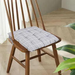 Kuber Industries Grey 4 Pieces Checked Cotton Chair Pads-image-60