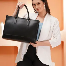 ALL ABOUT HER Textured PU Structured Tote Bag with Quilted image 5