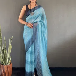 DIVASTRI Striped Poly Georgette Ready to Wear Leheriya Saree-image-88