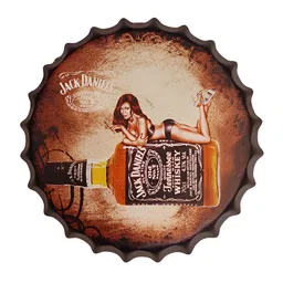 eazy wagon Black & Brown Bottle Caps Printed Metal Wall Hangings-image-46