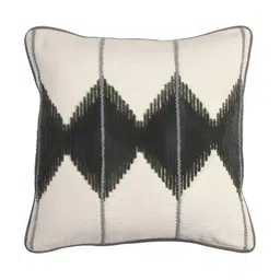 Ode & Cleo Grey & Off White Set of 5 Embroidered Square Cushion Covers image 3