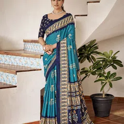 Chandbaali Floral Printed Pure Cotton Bagru Saree-picture-53