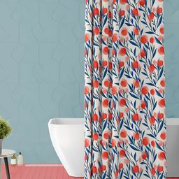 ArtzFolio White & Blue Floral Printed Waterproof Shower Curtain-image-10