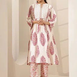 Libas Floral Printed Pleated Anarkali Kurta with Trousers-26