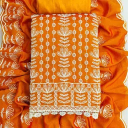 Panzora Floral Embroidered Thread Work Silk Unstitched Dress Material-picture-48