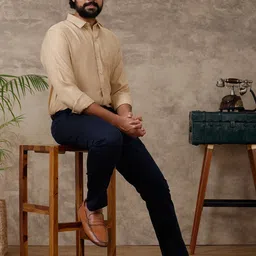 Ramraj Men Textured Spread Collar Cotton Shirts-image-91