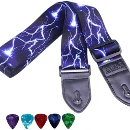 Guitar Strap with Pick , Nylon Strap with PU Leather Ends for All Type Guitars Nylon, Polyester Strap-image-40