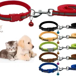 Reflective Collar and leash with premium quality bell Dog & Cat Collar & Leash-11
