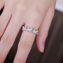 Work wear Elegant Silver Butterfly Couple Ring Sterling Silver Silver Plated Ring-image-42