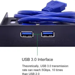 WiredCom USB 3.0 Front Panel Hub 2 Port Expansion Bay 20 Pin to USB3.0 60cm Bracket Lan Adapter image 4