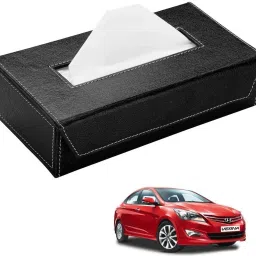 Car Tissue Box Paper Tissue Holder Black with 200 Sheets(100 Pulls) For Hyundai Verna Fluidic 4S Vehicle Tissue Dispenser-14