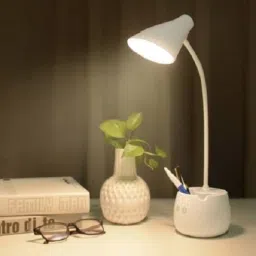 Desk Lamp For Study with 3 Shades Touch Control Light and Mobile Holder Design With Night light Table Lamp (60 cm, ) White Study Lamp-14