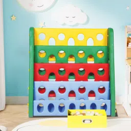 playgro Colorful Kids Book Shelf – Sturdy and Space-Saving Storage Rack – Multi-Tier Plastic Open Book Shelf image 2