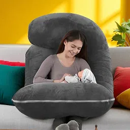J Shaped Microfibre Solid Pregnancy Pillow Pack of 1-image-63