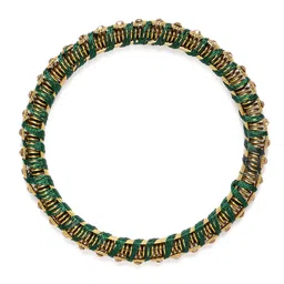 Peora Green & Gold-Plated Set Of 2 Matching Bangle Kundan Studded Chuda Bangles image 5