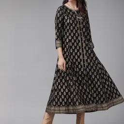 YASH GALLERY Ethnic Motifs Printed A-Line Cotton Kurta-42