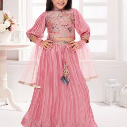 Tiny Kingdom Girls Embroidered Sequinned Ready to Wear Lehenga & Blouse With Dupatta-picture-46