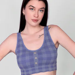 Gopalvilla Checked Full Coverage Lightly Padded Workout Bra With All Day Comfort-53