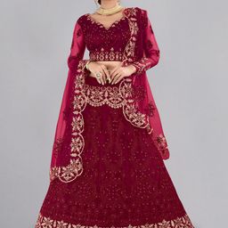 Warthy Ent Embroidered Semi-Stitched Lehenga & Unstitched Blouse With Dupatta-image-64