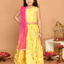 SAKA DESIGNS Girls Yellow Lehenga Choli-image-11