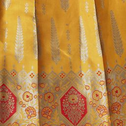 Mitera Mustard Yellow & Red Unstitched Lehenga & Blouse With Dupatta image 2