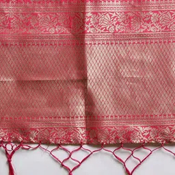 Mitera Yellow & Red Thread Work Unstitched Lehenga & Blouse With Dupatta image 4