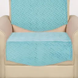 RRC Turquoise Blue 2 Pieces Velvet 1 Seater Sofa Cover-image-86