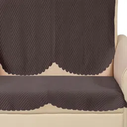 Sparrow world Coffee Brown 2 Pieces Quilted Velvet 2 Seater Sofa Covers-4