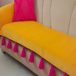 THROWPILLOW Yellow & Pink Anti Slip Tassels Sofa Cover-picture-41
