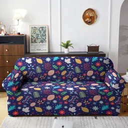 Cortina Navy Blue Printed Three Seater Sofa Cover-image-45