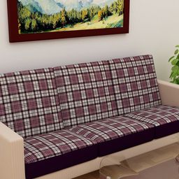 DREAM CARE Pink & White Printed 3-Seater Sofa Cover-image-86