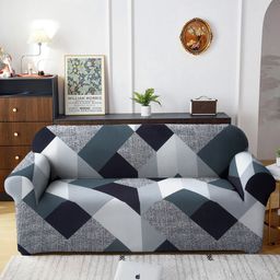 Cortina Black & White Geometric Printed 3-Seater Sofa Cover-24