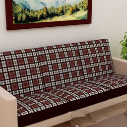 DREAM CARE Brown & Grey Printed 3-Seater Sofa Cover-image-88