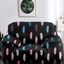 Aura Black & Blue Printed Polyester 1 Piece Sofa Cover With Arms-image-85