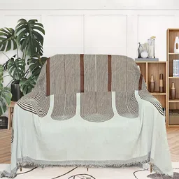 Cortina Brown & White Printed Reversible 1 Seater Sofa Cover-image-49