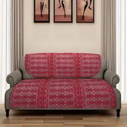 ROMEE Maroon 6 Pieces Floral Design 5-Seater Net Sofa Covers-image-32