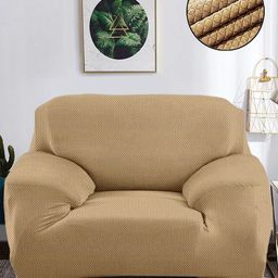 Cortina Beige Printed 1-Seater Stretchable Non-Slip Sofa Slipcover-image-39