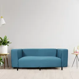 HOUSE OF QUIRK Teal Blue 3-Seater Solid Non-Slip Sofa Cover-image-75