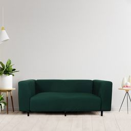 HOUSE OF QUIRK Green Solid 3-Seater Non-Slip Sofa Cover-image-84