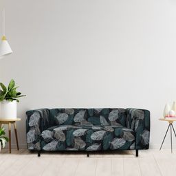 HOUSE OF QUIRK Green Fern Printed 2-Seater Stretchable Non-Slip Sofa Covers-45