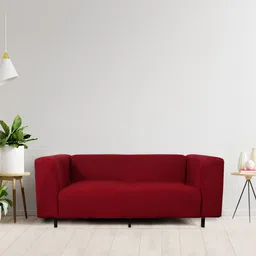 HOUSE OF QUIRK Red Solid 3-Seater Stretchable Non-Slip Sofa Slipcover-image-84