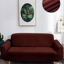 Cortina Brown Printed 2-Seater Stretchable Non-Slip Sofa Slipcover-image-47