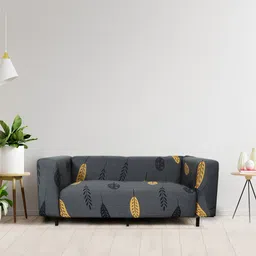 HOUSE OF QUIRK Grey Printed 1-Seater Stretchable Non-Slip Sofa Cover-image-31