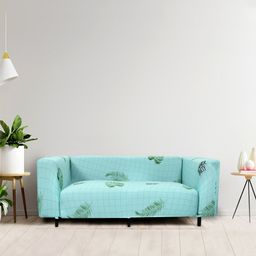 HOUSE OF QUIRK Blue Solid 3-Seater Stretchable Non-Slip Sofa Slipcover-image-95