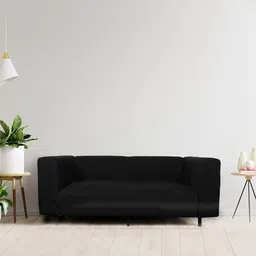 HOUSE OF QUIRK Black Solid 1 Seater Stretchable Sofa Cover-image-87