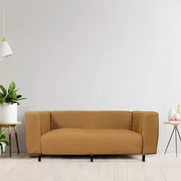 HOUSE OF QUIRK Tan Solid 1-Seater Stretchable Non-Slip Sofa Slipcove-image-86