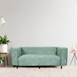 HOUSE OF QUIRK Green Printed 1-Seater Stretchable Non-Slip Sofa Cover-56